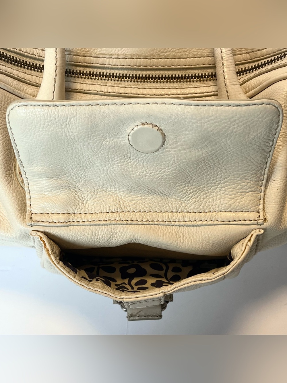 Marc by Marc Jacobs Vintage Y2K Pebbled Leather Satchel Handbag Cream Ivory - Picture 5 of 13